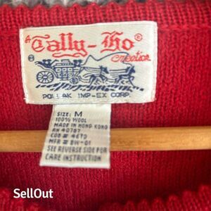 Vintage Tally Ho Women's Red Wool Cardigan Sweater Size M